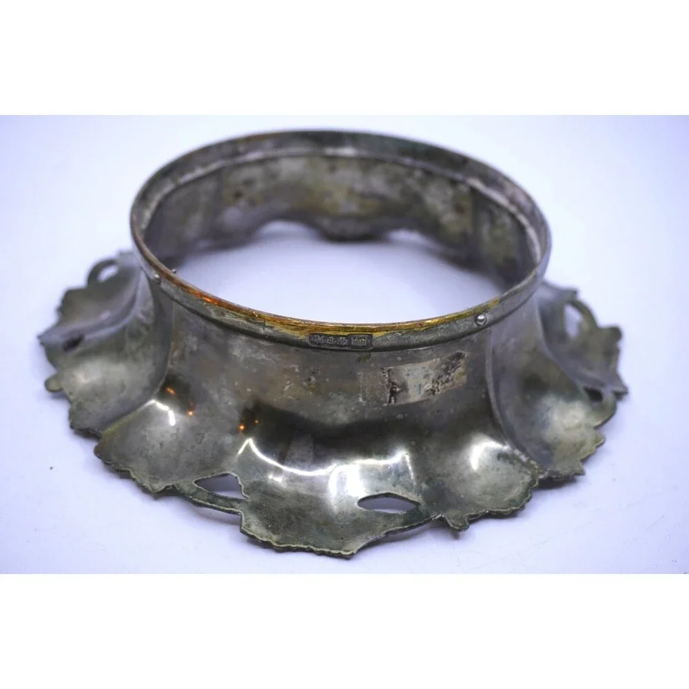 Vintage Eastern Asia Silver Plate Grapes & Leaves Champagne Wine Bottle Coaster